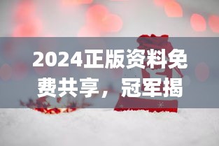 2024正版資料免費(fèi)共享，冠軍揭曉預(yù)告_E VH233.8預(yù)備版