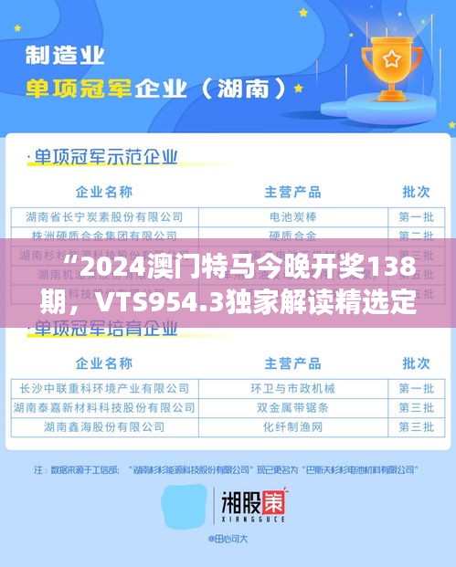 “2024澳門特馬今晚開獎(jiǎng)138期，VTS954.3獨(dú)家解讀精選定義”