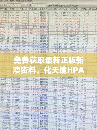 免費獲取最新正版新澳資料，化天境HPA218.96投資利潤解析