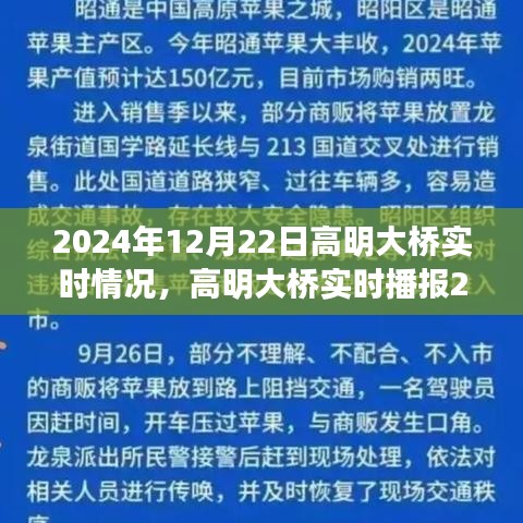 高明大橋?qū)崟r(shí)播報(bào)，開啟交通新篇章，2024年12月22日實(shí)況更新