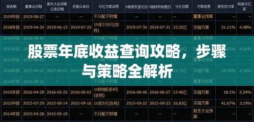 股票年底收益查詢攻略，步驟與策略全解析