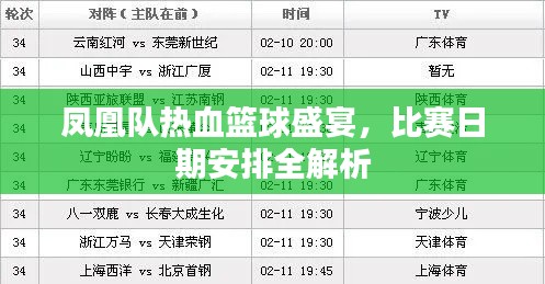 鳳凰隊熱血籃球盛宴，比賽日期安排全解析