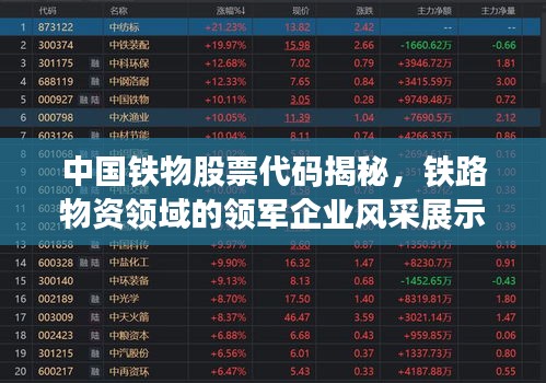中國鐵物股票代碼揭秘，鐵路物資領(lǐng)域的領(lǐng)軍企業(yè)風(fēng)采展示