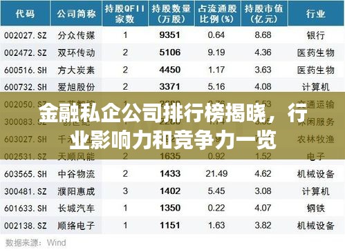 金融私企公司排行榜揭曉，行業(yè)影響力和競爭力一覽